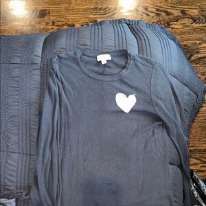 Evereve Black Long Sleeve with White Heart